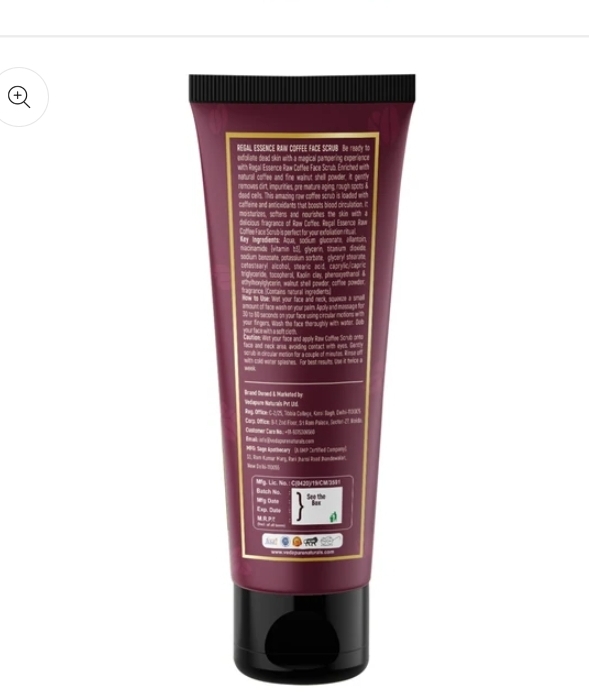 Regal Essence Raw Coffee and Walnut Face & Body Scrub |Tan Removal| All Skin| Men & Women - 100 g